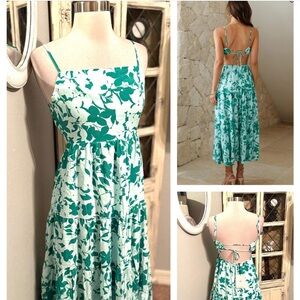 Hello Molly Green and White Backless Dress